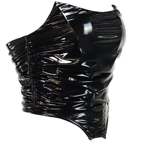 Black Patent PVC‎ Bustier Corset Sexy Top Club Party Bondage Goddess Punk Goth - Picture 6 of 6
